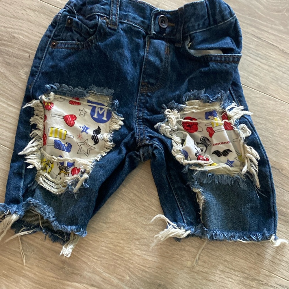 Custom made Mickey and friends jean shorts